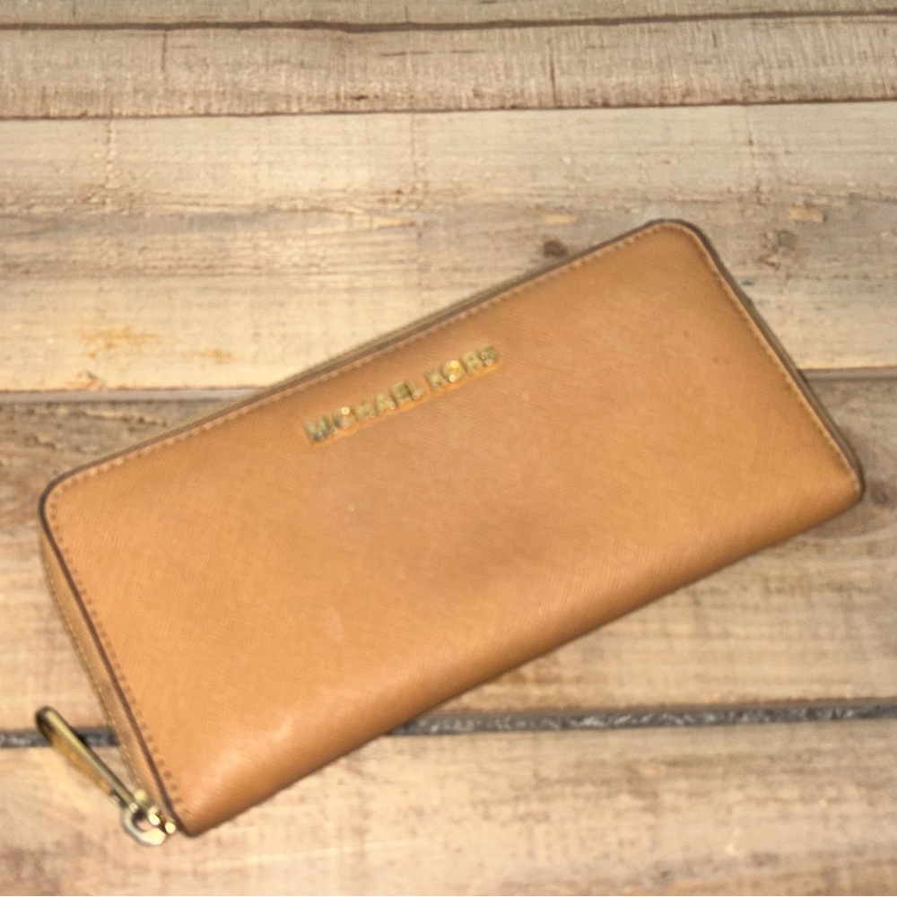 Michael Kors Camel Wallet with Gold Accents